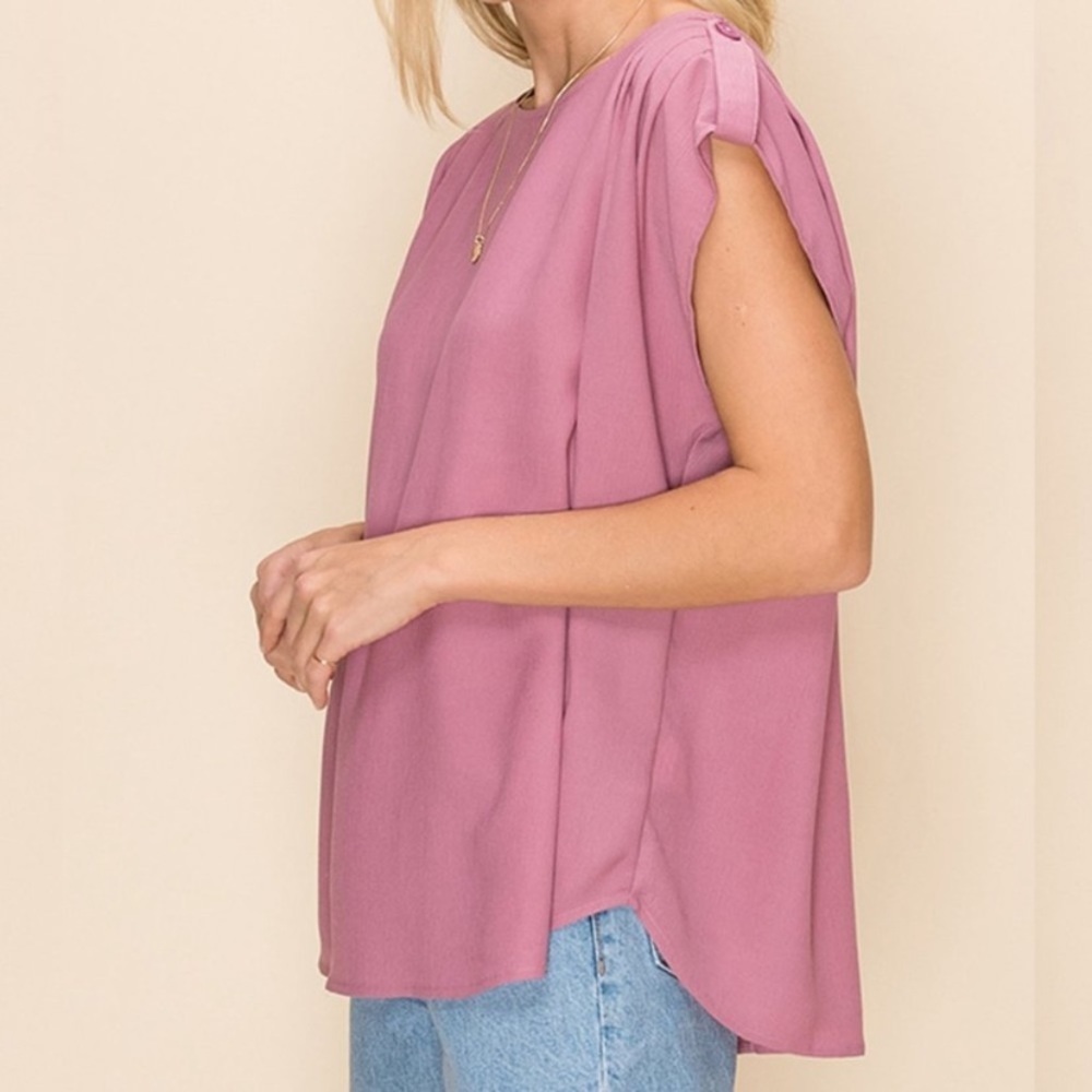 NWT REMIXMESS SIZE LARGE PINK OVERSIZED TUNIC TOP WITH BUTTONS DOWN BACK